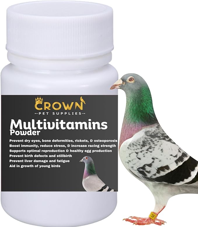 Multivitamin Powder for Pigeons – Ultimate Vitamin Formula for Racing & Breeding – Supports Growth, Bone Strength, Reproductive Health & Feather Health - Promotes Peak Performance & Well-Being 50g