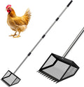 Chicken Poop Scooper, 10" Large Chicken Poop Scooper Head for Sand, 62-inch Long Handle Chicken Droppings Scoop Rake for Chicken Coop, Chicken Coop Accessories Tool for Clean