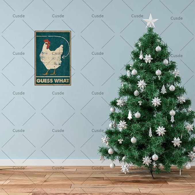Chicken Coop Signs Vintage Guess What Metal Tin Sign Chicken Coop Accessories Retro Chicken Decor For Kitchen Farm 8x12 Inch