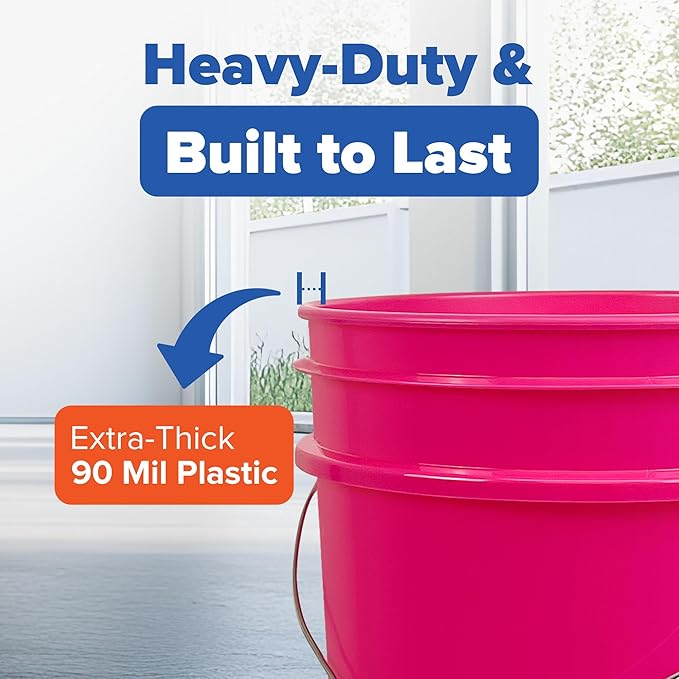 ePackageSupply 5 Gallon Bucket with Airtight Lid | Made in USA | Food Grade | Heavy-Duty Premium HPDE Plastic | Durable 90 Mil All Purpose Pail | Easy Stack and Store | BPA Free | 6 Count