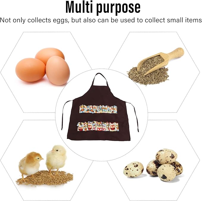 Egg Collecting Apron, Egg Collecting Gathering Holding Bib Apron with 12 Pockets for Chicken Hen Goose Duck Fresh Eggs