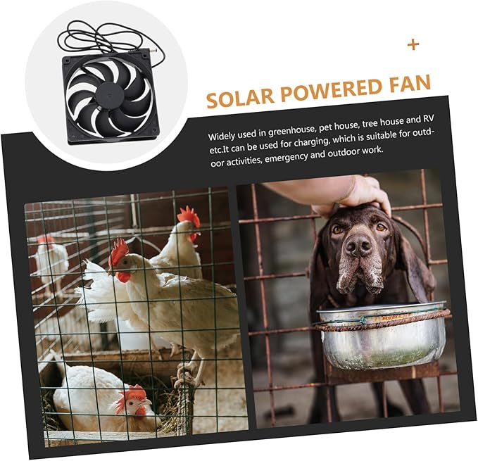 1set Solar Powered Small Fan for Chicken Coop and Greenhouse Portable Cooling for Hot Days Energy Saving Solar Fan
