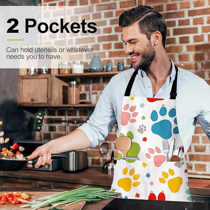 Apron Adjustable Waterproof with Two Deep Pockets Wowen men for Summer BBQ Pool Parties & Resorts