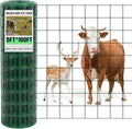 Gisafai Galvanized Welded Wire Fence 5 ft X 100 ft for Dog Chicken Hog Deer Goat Cattle 16GA Garden Border PVC Coated Fencing Roll Border Yard Vegetable Plant Animals Protection Poultry Netting(Green)