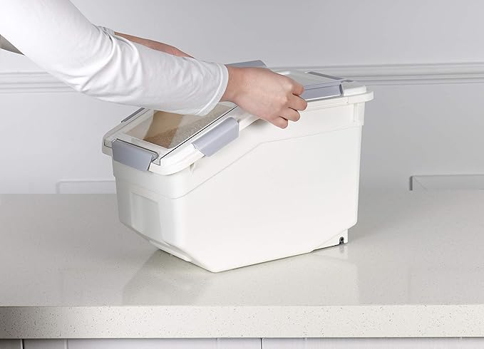 EonTone [2-Pack] 22 lbs Grain Storage Container, 10L Airtight Food Bin with Wheels for Flour,Rice, Pet Food