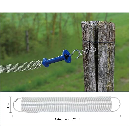 5 Pack Electric Fence Gate Big Tension Spring Extended up to 23 feet for Electric Fence Gate Livestock Fence Agricultural Fencing and Pasture