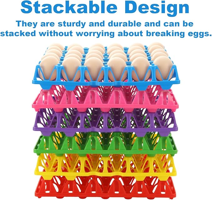 12PCS Plastic Egg Trays, 30-Cell Stackable Egg Crates, Egg Flats, Egg Cartons for Egg Packing, Storage, Shipping Fresh Eggs