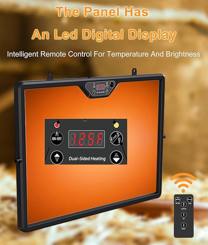 2026 Smart Chicken Coop Heater Coop Radiant Heat Panel Built-in Adaptive Temperature Sensor, Chicken Heater Inside Coop for Winter, Adaptable to Timer and Temp Controllers, ETL UL Compliant