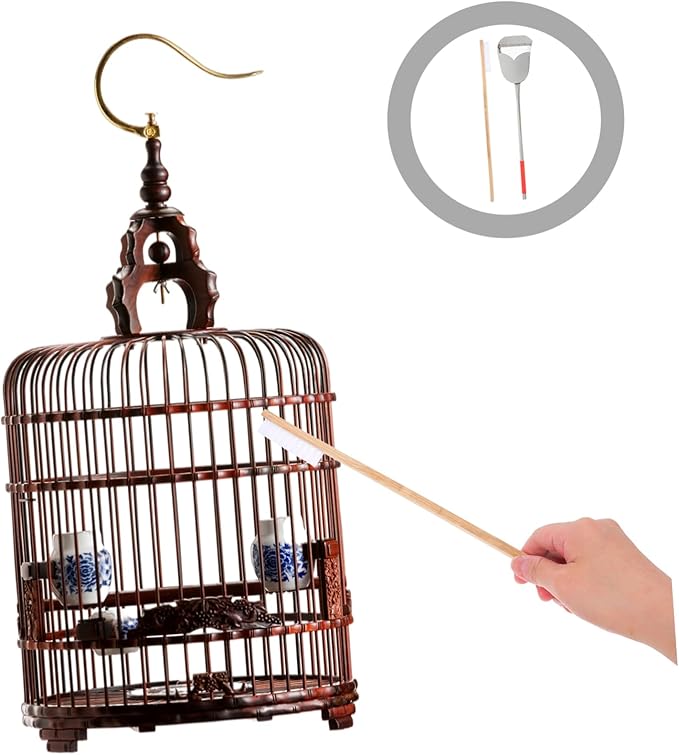 VANZACK 2pcs Bird Cage Cleaning Brush and Shovel Set Bird Poop Cleaner Tools for Small Animal Cages Easy to Use PET Cleaning Supplies
