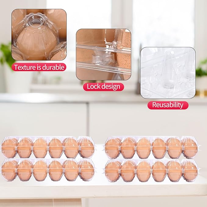 120 pc clear plastic Egg Cartons Cheap Bulk, 12grid Reusable Eggs Carton Bulk, clear plastic egg cartons,Egg cartons cheap bulk Perfect for Family, Farm, Markets, Display(2 * 6)