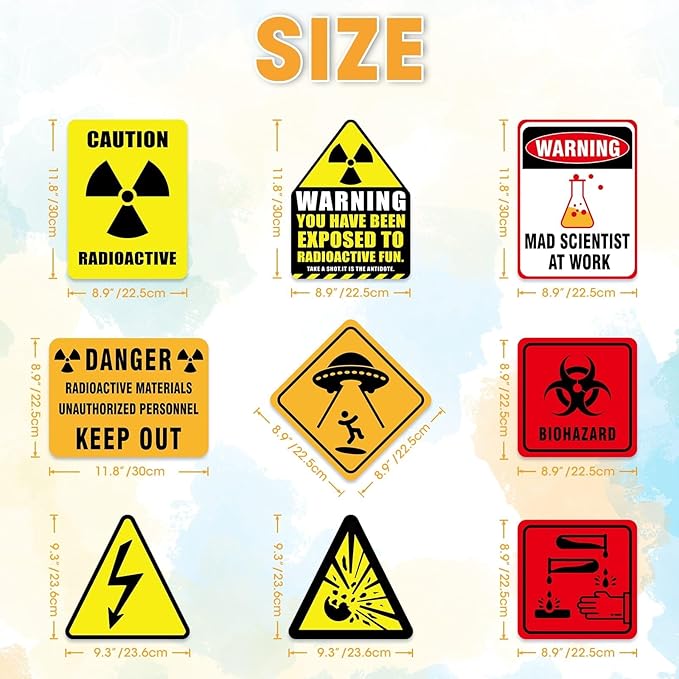 WERNNSAI Science Party Decorations - 9PCS Science Birthday Party Decorations for Boys Girls Chemistry Theme Birthday Party Mad Scientist Sign for Science Classroom Funny Laboratory Sign Decor on Door