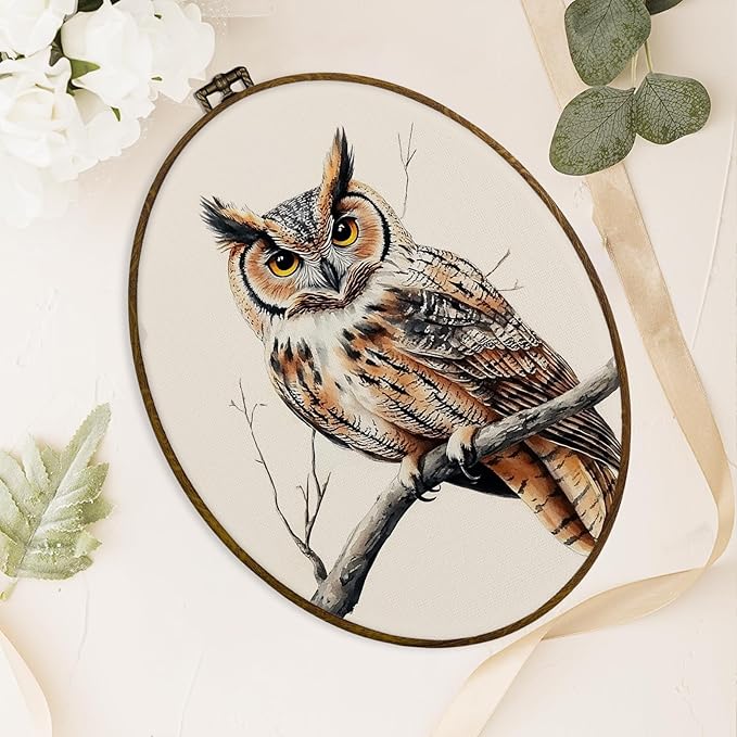 dvhdajed Vintage Owl Gifts Oval Wall Art Decor,Farmhouse Owl Canvas Prints Framed Canvas Art,Gifts for Owls Lovers Women,Retro Rustic Owls Oval Wall Hanging Decor for Bedroom Living Room, 8.7x11.3 In