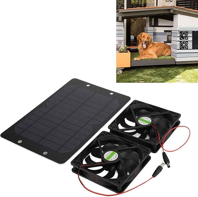 Solar Panel Fans Kit, 10W 12V Solar Panel Powered Dual Fan, Portable Gable Fan, Waterproof Outdoor Solar Exhaust Ventilation Fan for Greenhouse, Chicken Coops, Shed, Dog House, Window Exhaust, RV