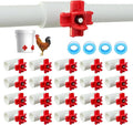 Automatic Chicken Waterer for Ducks Quail Bird Outdoor, Plastic Chicken Water Feeder Bowls Poultry Water Feeder Kit for Chicks, Duck, Goose, Turkey and Bunny (White and Red, 20 Pack)