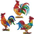 Tuokiuhn Rooster Metal Wall Art Decor Rooster Kitchen Decor Chicken Decor Living Room Bedroom Farmhouse Cabin Country Hanging Decorations Outdoor Garden Fence Art.