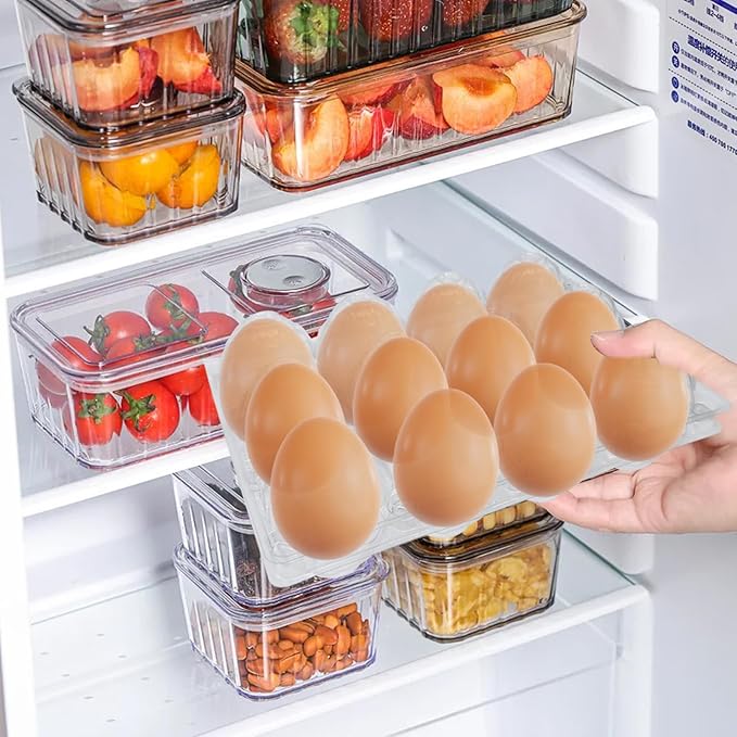 30 Pack Plastic Egg Cartons with Sticker Labels for 12 Eggs，Containers Cheap Bulk for Egg Storage and Transport Refrigerator, Family, Chicken Farm, Market, Camping