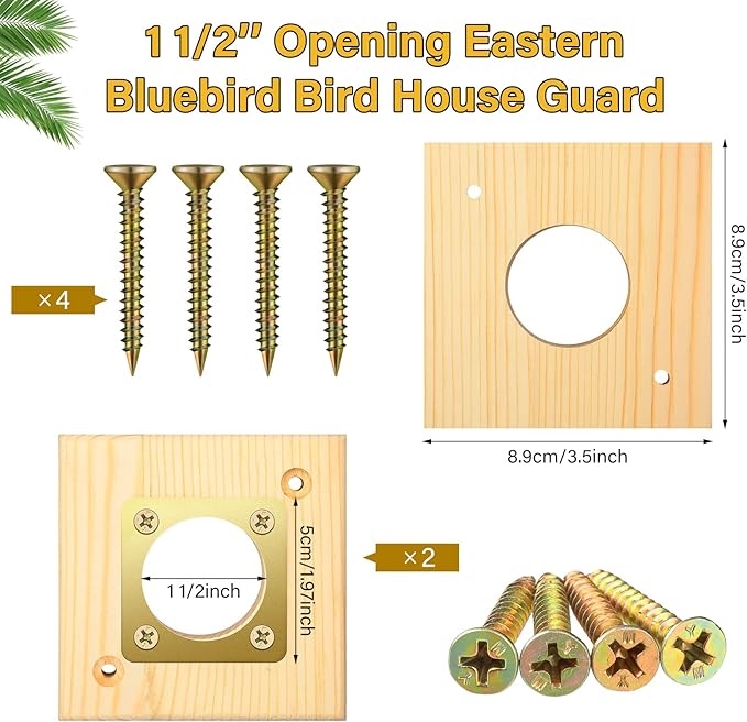 2 Pieces Bluebird House Predator Guard Bird House Predator Guard Replacement Wooden Copper 1 1/2 Inch Opening