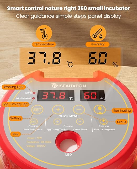 8-18 Chinken Incubators for Hatching Eggs with Automatic Egg Turning and Humidity Control Automatic Water Refill,Egg Candler Nature Right 360 Incubator Duck Quail Chick Turkey Hatching Incubator