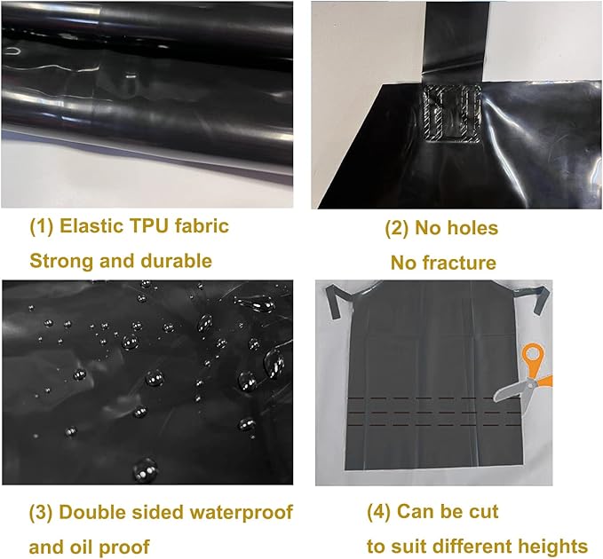 ELEBOX Waterproof Oil Proof Bib Apron Utility Apron Chemical Resistant Apron with Sleeve Work Apron Ultra Lightweight