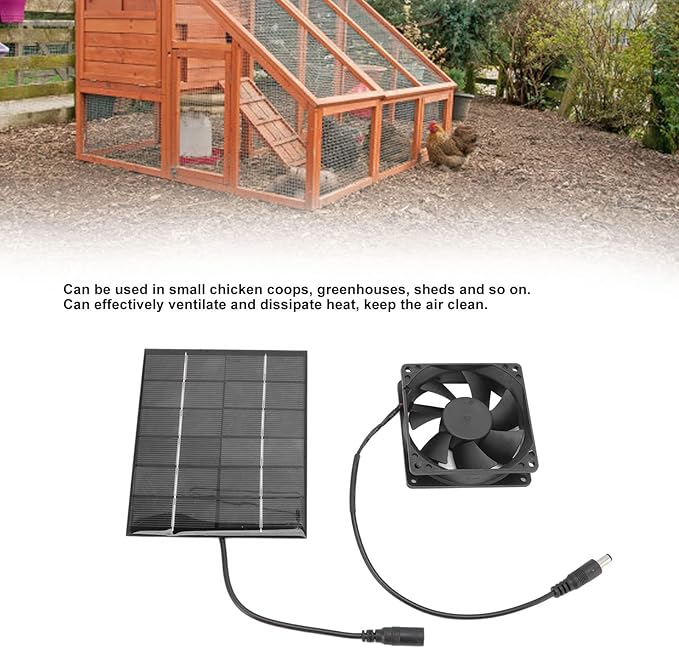 2W Solar Powered Fan Air Solar Pet Exhaust Fan Greenhouse Solar Fan Kit Solar Heater for Chicken Coop Shed Pet House