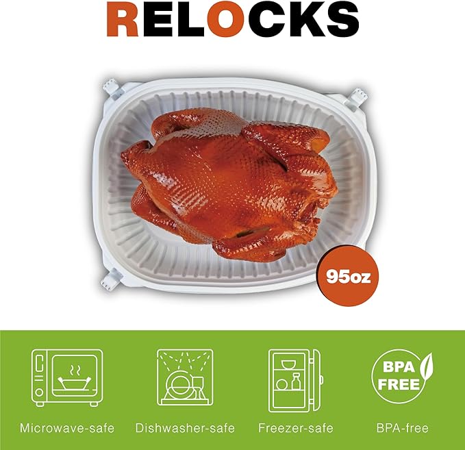 Plastic Chicken Roaster Storage Container with Lid, Takeout and Takeaway Needed with Heat and Freezer Safe, Microwavable and Washable, 10 Packs