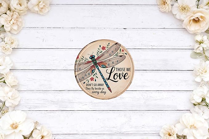 Loved Ones Fly Beside Metal Sign 8x8in Round Memorial Plaque for Garden Wall Decor Sympathy Gift