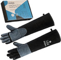 COOLJOB Kevlar Bite Proof Animal Handling Gloves for Cat Grooming, Dog Training, Leather Protective Gloves for Men, 16/22"