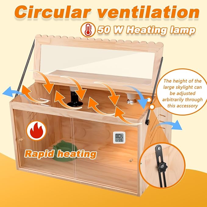 Chick Brooder Box, Brooder Box for Chicks, Pine,Quail Cage, Duck Brooder, Quail Cages, Ideal for Chicks, Ducks, Quails, Hamsters and Lizards, 23.6'L x 15.8'W x 15.8'H.