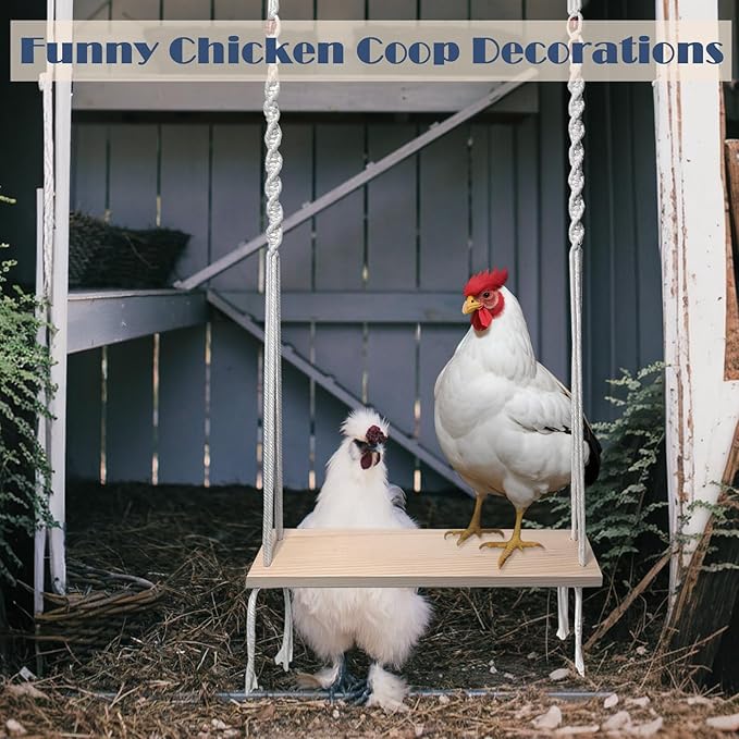 Chicken Swing Toy for Large Chicken Coop, Chicken Enrichment Toy for Hens and Roosters, Natural Wooden Handmade Chicken Coop Accessories, Ideal Gift for Chicken Owners and Chicken Lovers