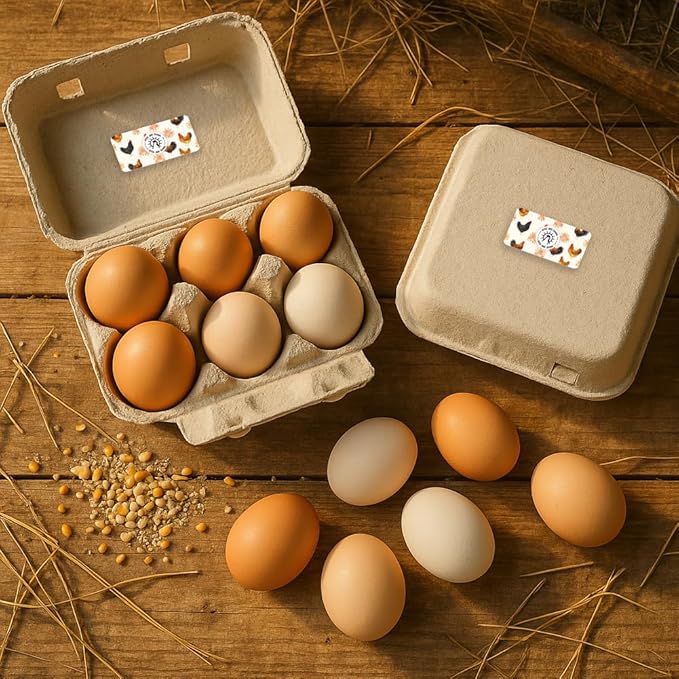 160 Pcs Farm Fresh Eggs Carton Labels, 4 x 2 Inch Rectangular Floral Printed Unwashed Eggs Labels Self-Adhesive Egg Packaging Stickers for Chicken Egg Box Container Farm Supplies