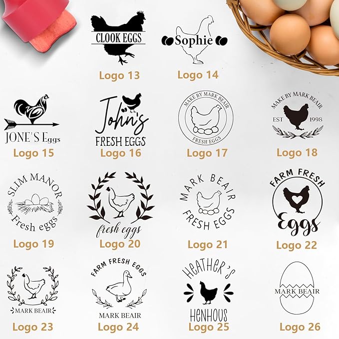 Egg Stamps for Fresh Eggs, Custom Egg Stamp with Ink Pad, Rubber Egg Stamp, Unique Designs for Farm Branding, Personalized Gift for Farmer & Rancher, Chicken Coop Accessories(0.8 inch)