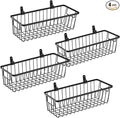 SheeChung Farmhouse Metal Wire Bin Basket with Wall Mount - Small, 4 Pack - Portable Hanging Wall Basket, Rustic Home Storage Organizer for Cabinets, Pantry, Closets, Bathroom, Kitchen,Bedroom(Black)