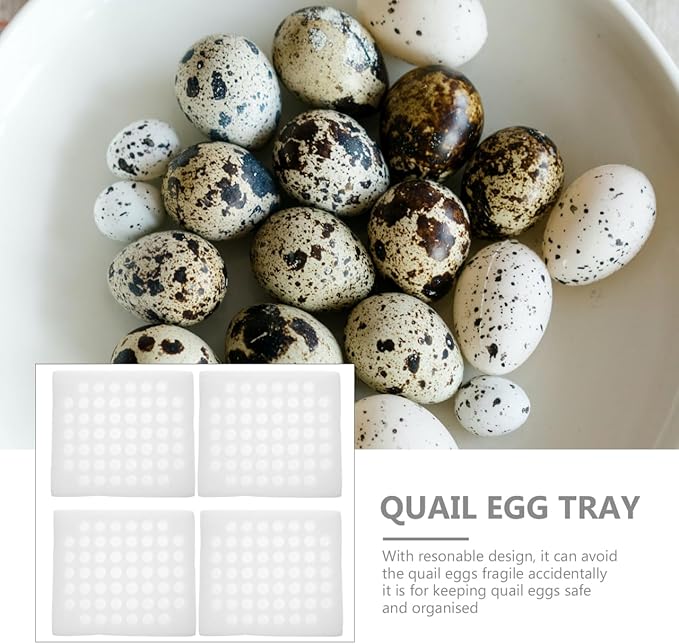 DOITOOL Quail Eggs Tray Holder 52-Grid Pearl Material Egg Storage Organizer for Refrigerator and Kitchen Countertop Use
