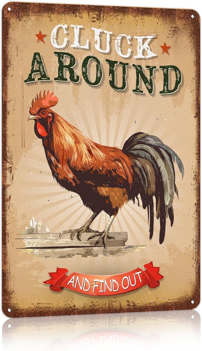 Vintage Chicken Coop Wall Decor farmhouse Metal Tin Sign Funny Chicken Sign