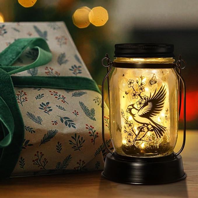 kyoryuger Cardinal Gifts for Women/Men Cardinal Solar Lanterns Mom Grandma Birthday Present Lantern Memorial Lights Solar Garden Decoration Outside for Yard, Patio,Backyard,Porch Torches