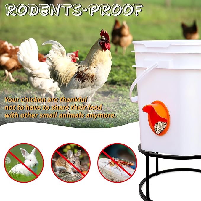 2Pcs Metal Stand for Chicken Feeder Waterer Heavy Duty Chicken Water Feeder Stand Holder with 4 Legs Rustproof Iron Chicken Waterer Buckets Stand Round Support Rack for Coop Poultry Indoor Outdoor