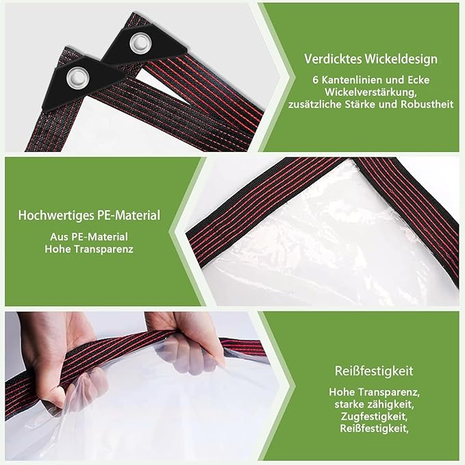 Clear Tarp Waterproof with Grommets 7x12-2Piece,Heavy Duty PVC Vinyl Tarps Cover,Transparent Tarpaulin Large (Small) for Outdoor/Camping/Plant/Garden/Chicken Coop/Cat Litter