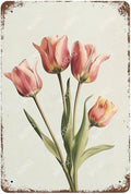 Flowers Metal Signs Tulip Sign Vintage Tin Sign Retro Wall Art Decor for Living Room Bedroom Garden Yard Shop Bar 8×12 Inches