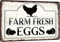 Farm Fresh Eggs Vintage Metal Tin Sign 12x8 Inch - Rustic Farmhouse Chicken Wall Art, Fresh Eggs Sign for Kitchen Restaurant Cafe Bar Garage, Country Decor Gift