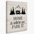 Tizzer Funny Home Wall Decor, Farmhouse Camping Signs Canvas Wall Art Prints Decor for Travel Trailer Camper, Home Is Where We Park It, 11x14 Inches