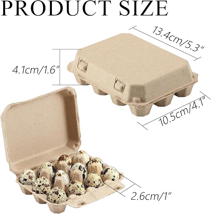 20Pcs Quail Egg Cartons,Natural Color Pulp Paper Dozen Egg Box,12 Count Eggs Cartons Cheap Bulk,Reusable Quail Eggs Bulk Carton Trays for Home Kitchen Refrigerator Farmhouse
