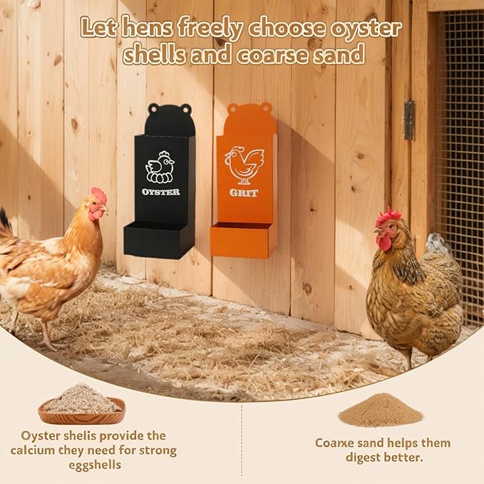 Chicken Oyster Shell Feeder and Grit Feeder Metal Chicken Feeder Chicken coop Accessories Automatic Chicken Feeder