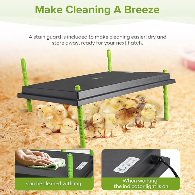 Chick Brooder Heating Plate -16 x 22 Inch Chicken Brooder Heater Plate for Chicks with Adjustable Height & Angle - 50W Safer Than Brooder Lamp Warms Up to 50 Chicks