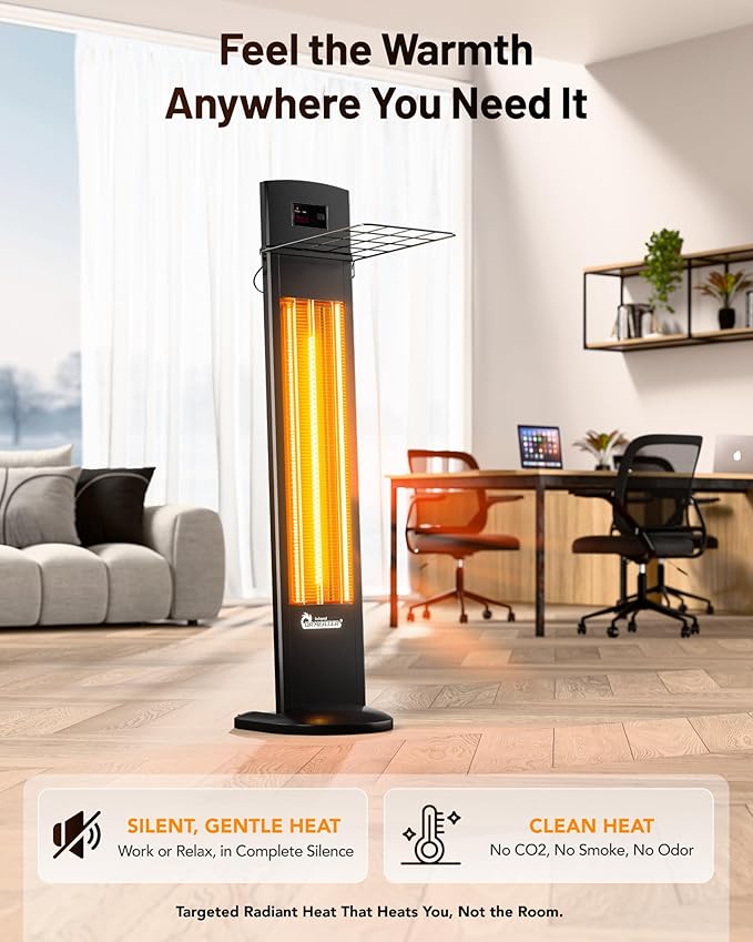 DR. INFRARED HEATER Portable Infrared Indoor and Outdoor Space Heater for Patio, Garage, Commercial & Residential With Remote Control, Space Heater (Freestanding/Ceiling/Mounting), Black