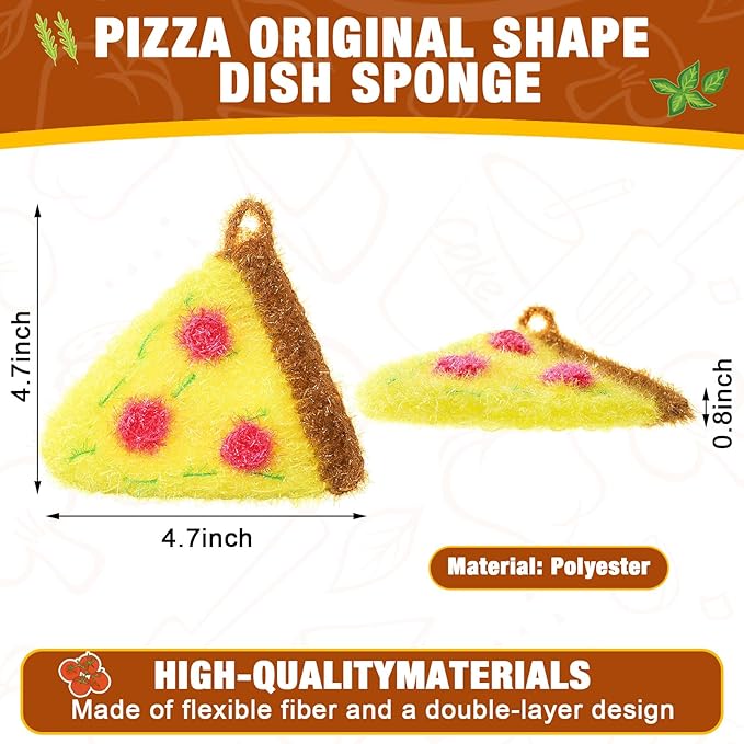 Breling 6 Pieces Pizza Shape Dish Sponge Dual Sided Non Scratch Dish Washing Scrubbers, Reusable Household Cleaning Kitchen Tools for Dishwashing Washing Dishes Cookware