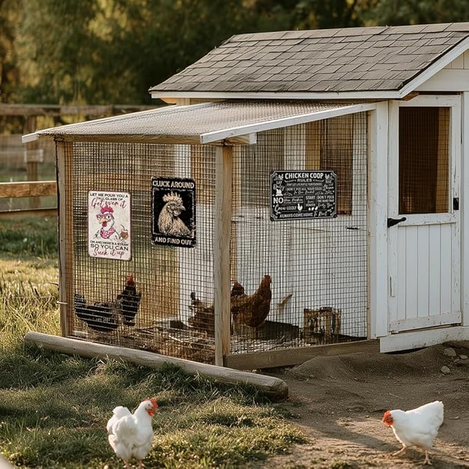 Heuhuww Funny Chicken Signs Vintage Chicken Coop Decor Tin Sign For Home Bar Farmhouse Farm 12" x 8"(H7)