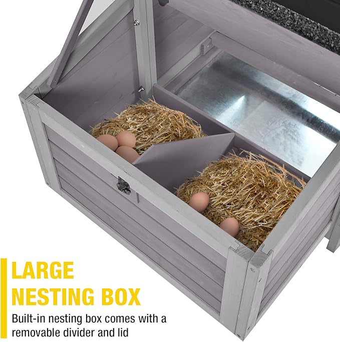 Aivituvin Chicken Coop Outdoor Duck House with Large Run and Two Sided Nesting Boxes for 4-6 Chickens 103" L