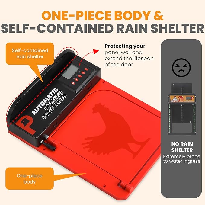 Automatic Chicken Coop Door, Upgrade Door Opening, Solar Powered Chicken Door, Light Sensor&Timer, Remote Control, Multiple Power Options with Solar Panel