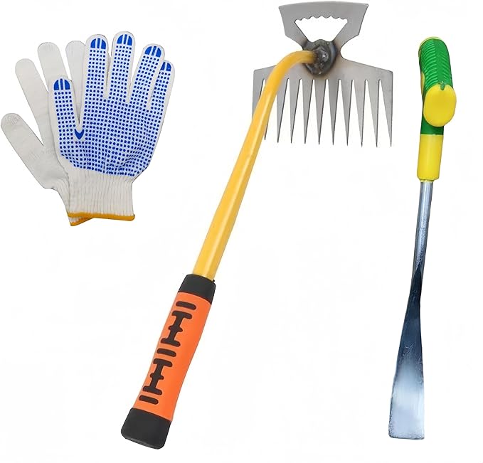 2 Pack Weed Puller Tool, Hand weeder tool, Stainless Steel Weeding Digger Tool.Upgrade 11 Teethes Dual Purpose Manual Multifunctional weed remover tool for Vegetable Gardening Backyard Farm