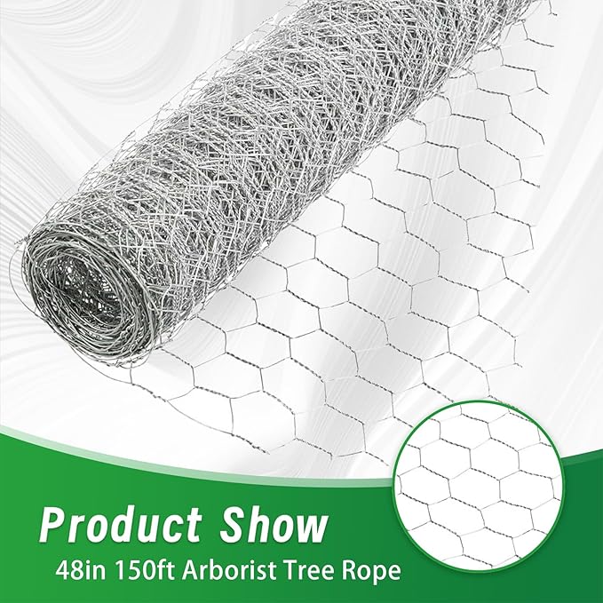48 Inch x 150 Feet Galvanized Wire Netting Hexagonal Chicken Wire Gardening Enclosures Chicken Fencing for Outdoor